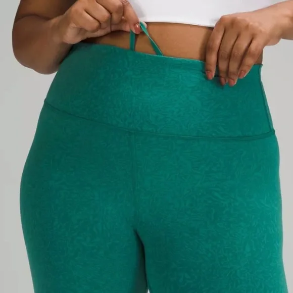 Lululemon Wunder Train high rise crop 23” Crunch Teal Lagoon size 14 - Picture 3 of 7